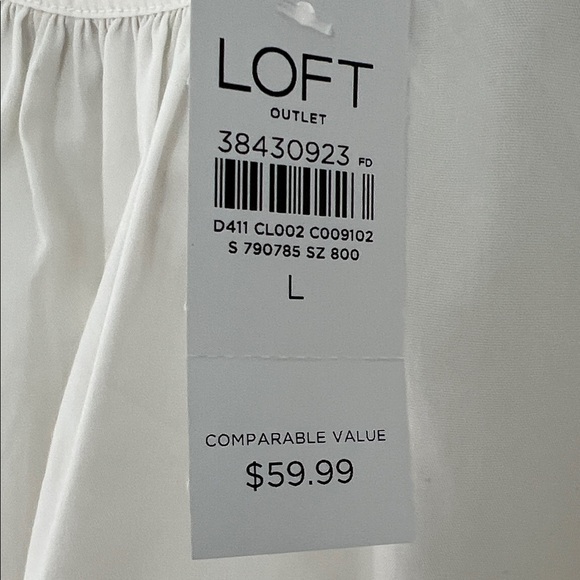 LOFT Cream Lace Flutter Sleeve Top NWT Size L - Picture 4 of 14